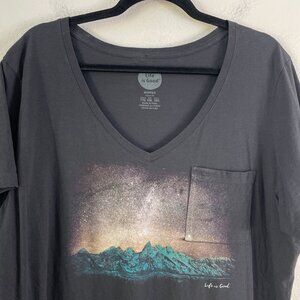 Life Is Good Womens Plus XXL Classic Fit V Neck T Shirt Short Sleeve Top